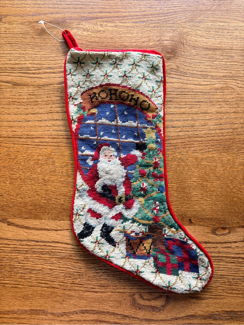 VTG Christmas Santa Needlepoint “Ho Ho Ho” Stocking - Picture 4 of 11